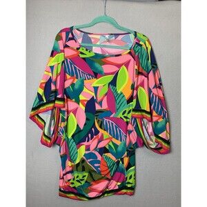 Trina Turk Swim Tunic Coverup Womans Rainforest Multi Resortwear Cruise Spa READ